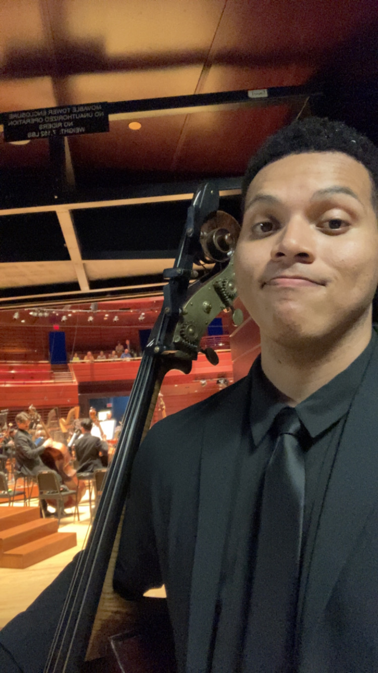Braizahn Jones playing double bass