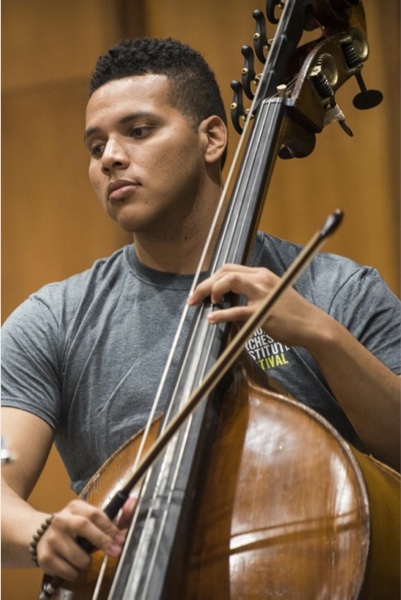 Braizahn Jones playing double bass