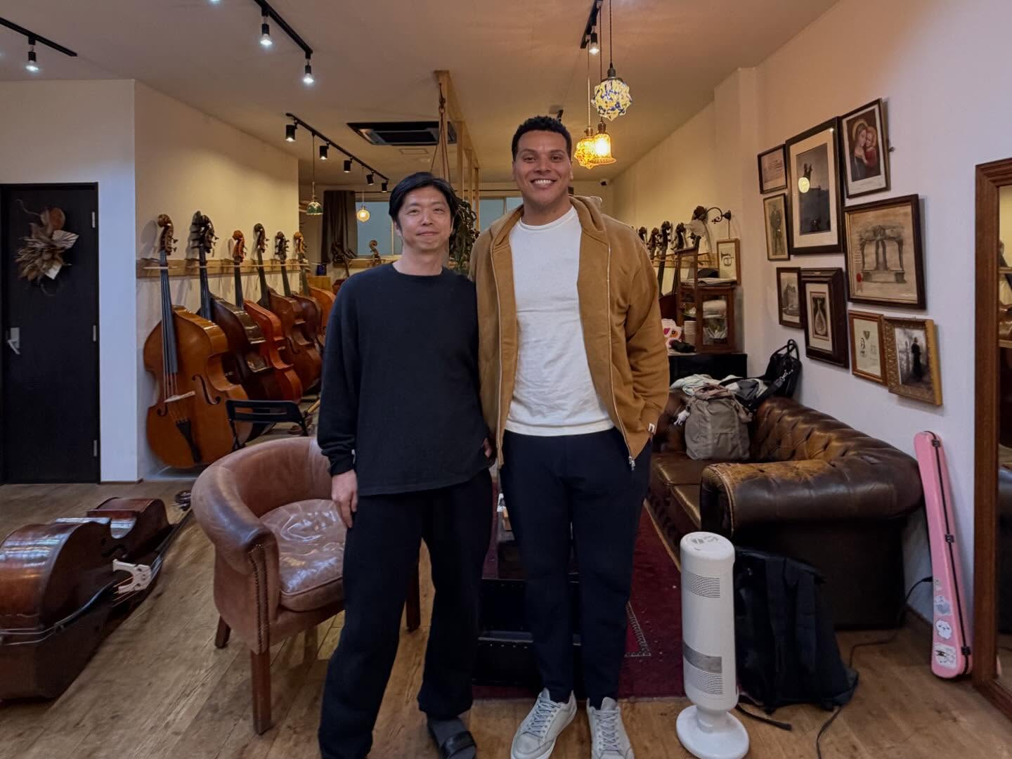 Umami Bass studio space with bass collection